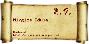 Mirgics Iduna névjegykártya